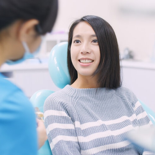Nurse speaking as the patient is looking directly at her